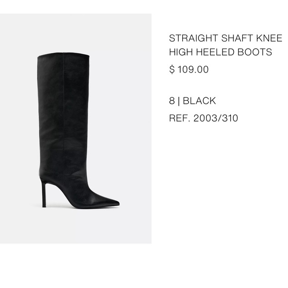 Zara Black Knee-High Leather Boots - Picture 2 of 4